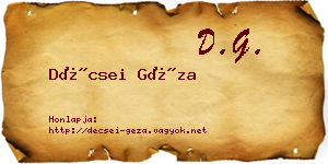 Décsei Géza névjegykártya