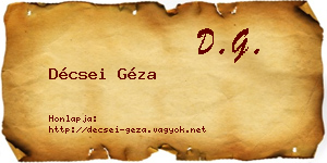 Décsei Géza névjegykártya