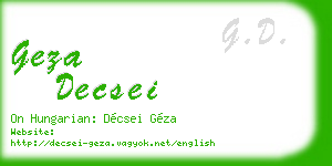 geza decsei business card